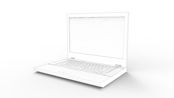 3d渲染的笔记本电脑孤立在白色背景图片下载