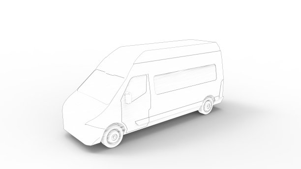 三维渲染的公用货车孤立在白色背景图片下载