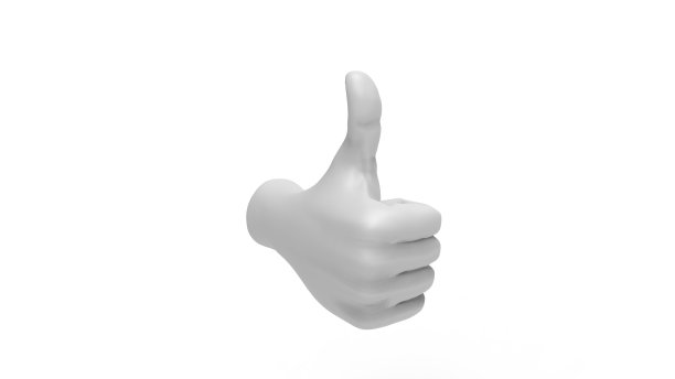 一个拇指在白色背景孤立的3D渲染图片下载