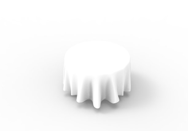 一张桌子的3d渲染与桌布隔离在白色的工作室背景图片下载