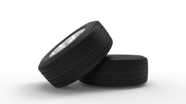 两个汽车轮胎孤立在白色背景的3d渲染图片下载