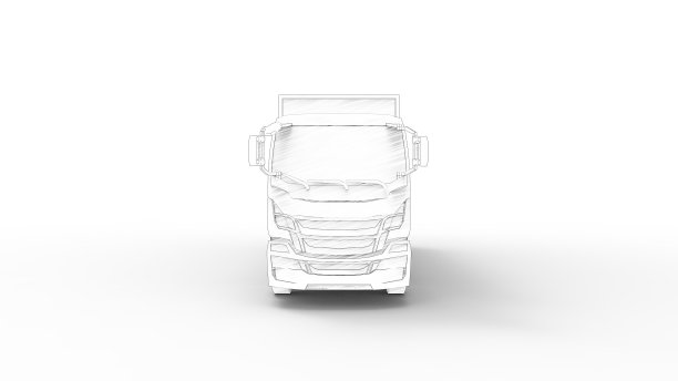 3D渲染的卡车与拖车孤立在白色背景图片下载