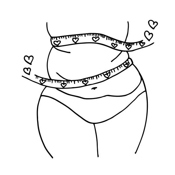 女人的腰线图标，涂鸦设计矢量图标。身体积极的概念图片下载