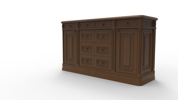 白色背景的小木柜壁橱的3d渲染图片下载