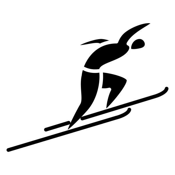 冬季运动。自由式，滑雪，跳跃，跳板，下坡。矢量图标，字形，剪影，孤立图片下载
