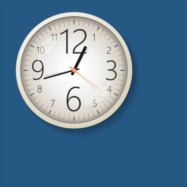 挂钟白色框架孤立在蓝色背景设计图片下载