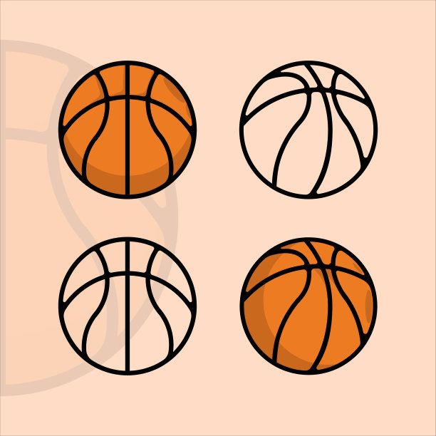 一套篮球图标矢量图标大纲插图模板图形设计。为俱乐部或队的标志和符号捆绑收集运动图片下载