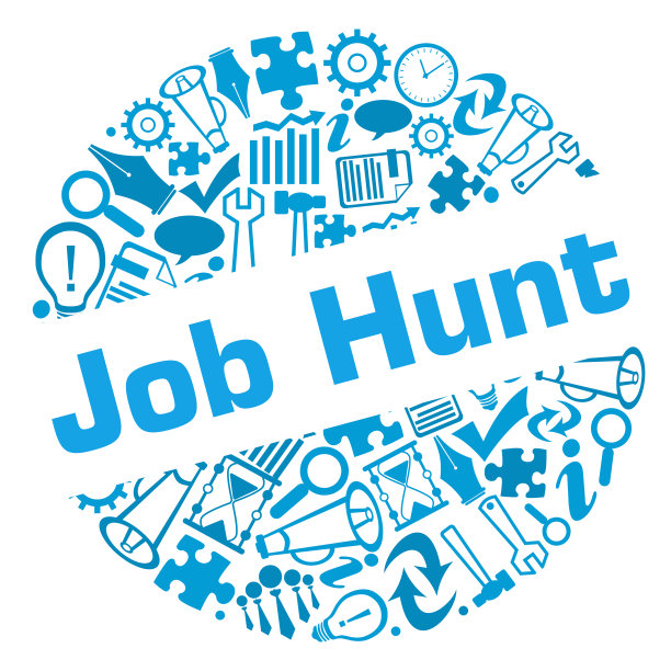 求职商业符号蓝色徽章风格图片下载