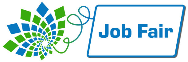 招聘会绿色蓝色方块花卉盒线图片下载