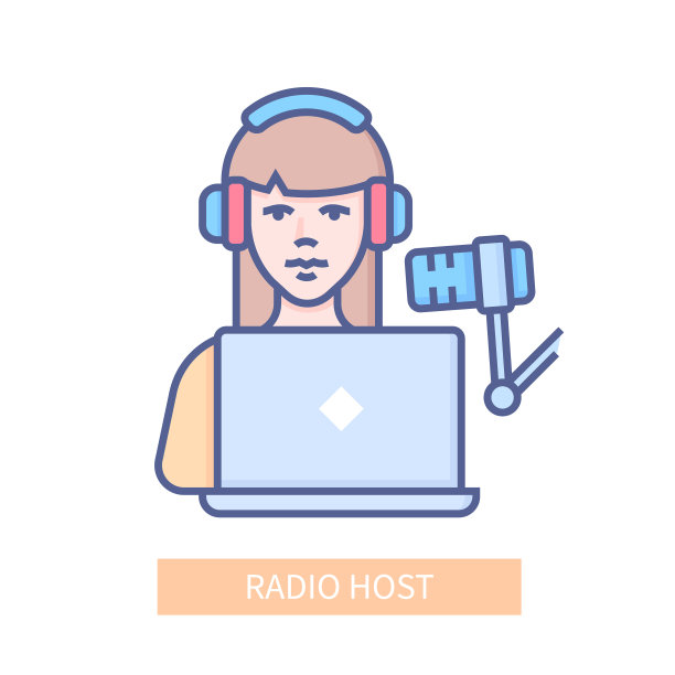 电台主持人-现代彩色线条设计风格的图标图片下载