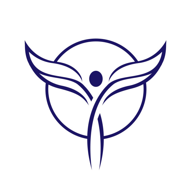 抽象的人标志与翅膀上的白色背景图片下载