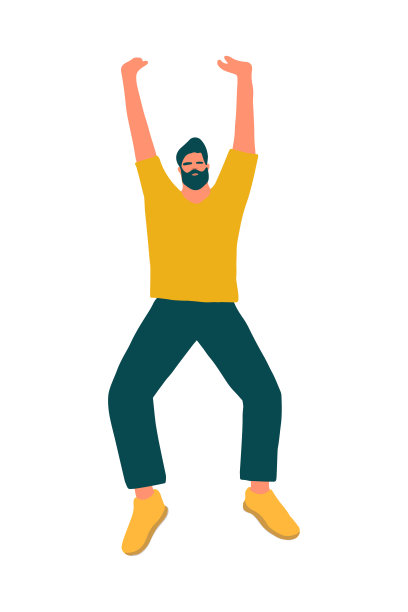 手画人是站着的姿势，试图拿着什么东西或做运动。平面风格的矢量插图图片下载