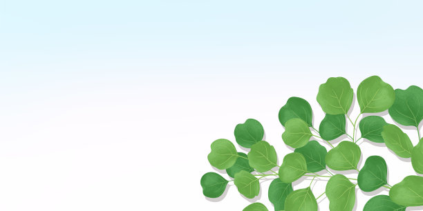 蓝色的天空背景与叶子，矢量插图，横幅大小图片下载