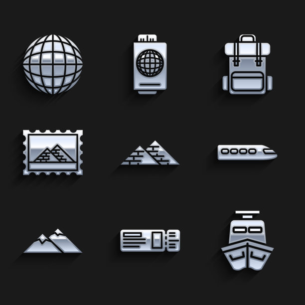 订埃及金字塔旅行票船火车图片下载