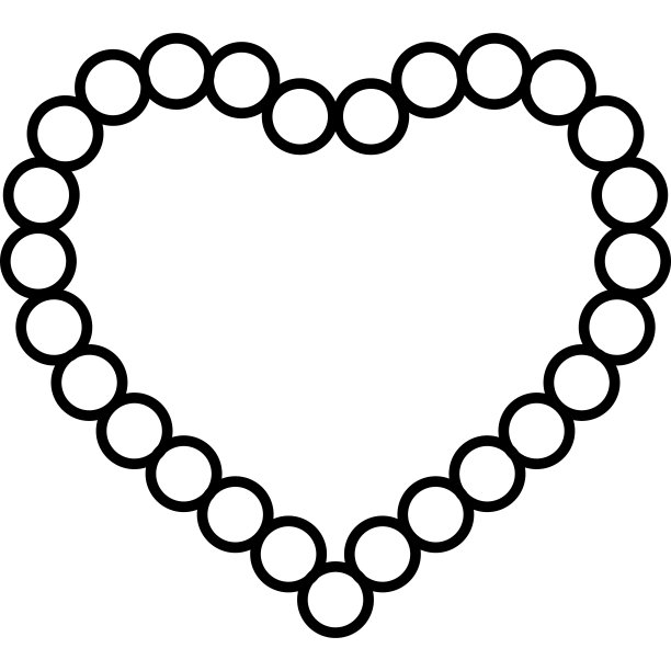 珍珠心脏轮廓图标矢量图片下载