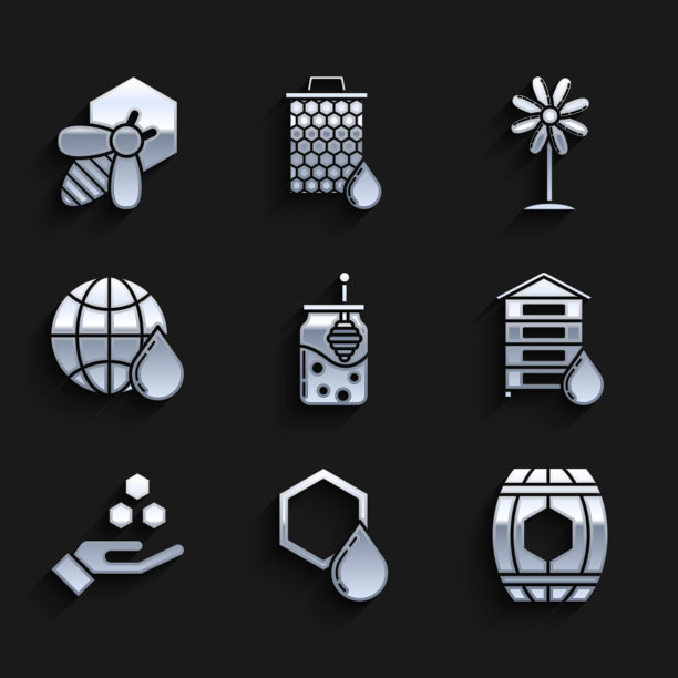 置蜂蜜罐与蜂蜜斗棒蜂巢图片下载