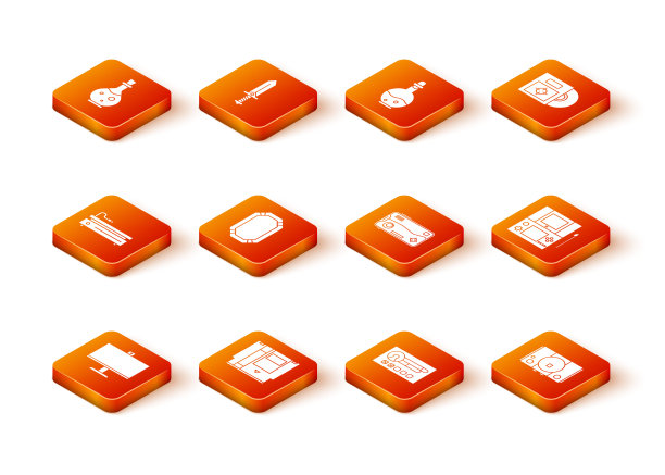 设置计算机显示器，墨盒，视频游戏控制台，扑克表，创建帐户屏幕，手机和玩在，和便携式视频图标。向量图片下载