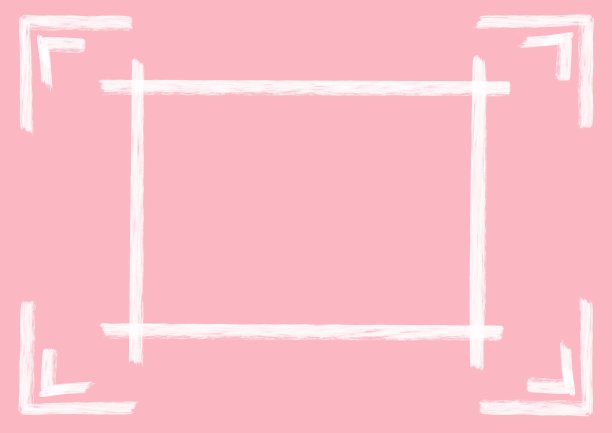 粉红色的背景与复古的白色涂角和正方形边界与复制空间。浪漫的框架与玫瑰背景。图片下载