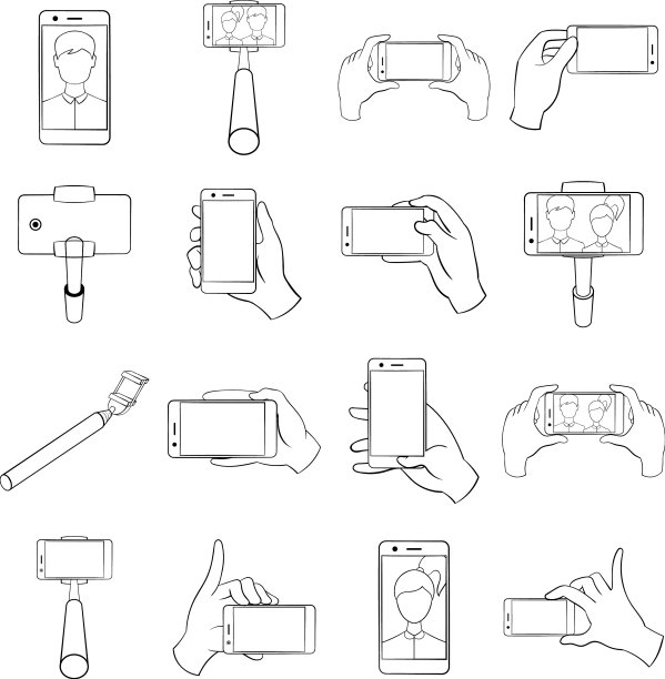 自拍图标集轮廓图片下载