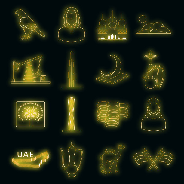 阿联酋图标上的霓虹灯图片下载