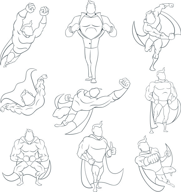 超级英雄图标集合轮廓图片下载