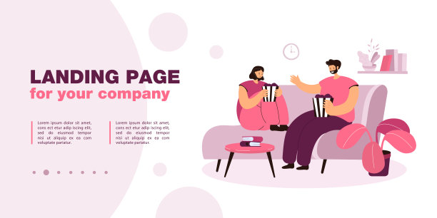 一对情侣在电视机前舒适的沙发上放松图片下载