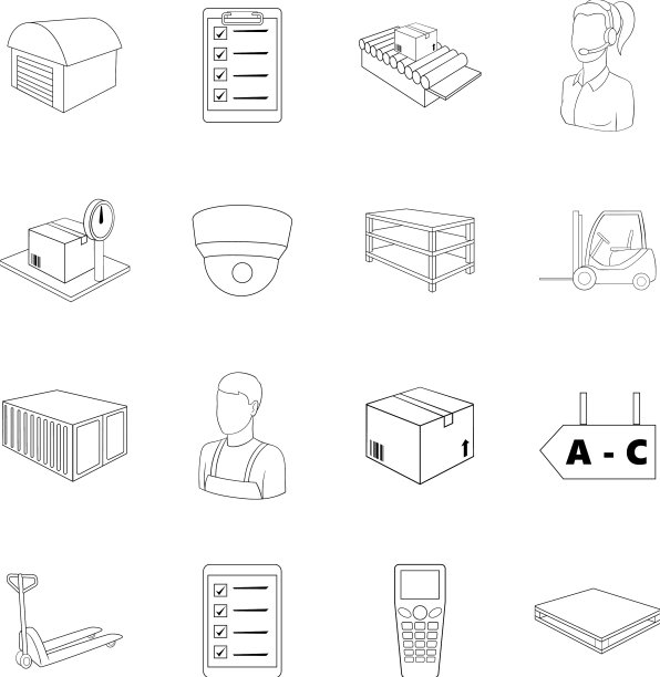 仓库商店图标集大纲图片下载