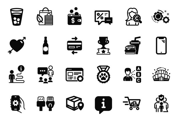 与观点、啤酒瓶和齿轮相关的商务图标矢量素材图片下载