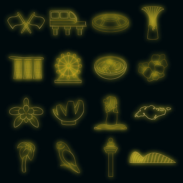 新加坡旅游图标设置霓虹灯图片下载