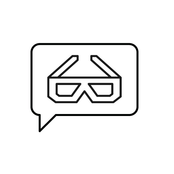 矢量轮廓符号适用于网页，网站，商店，商店，社交网络。可编辑的中风。语音气泡中的3d眼镜的线条图标图片下载