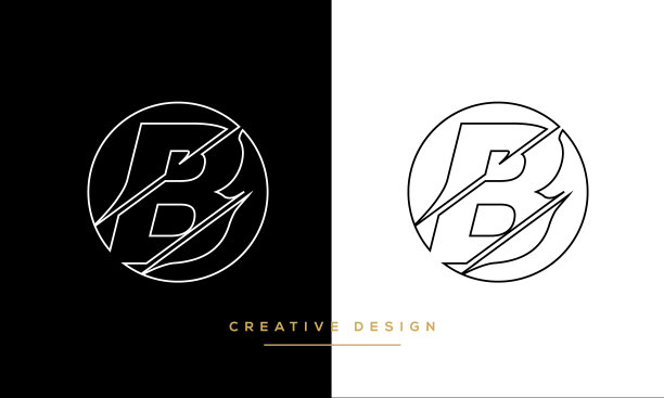 现代抽象字母B, BB标志设计。最小的B, BB初始的基于图标向量图片下载