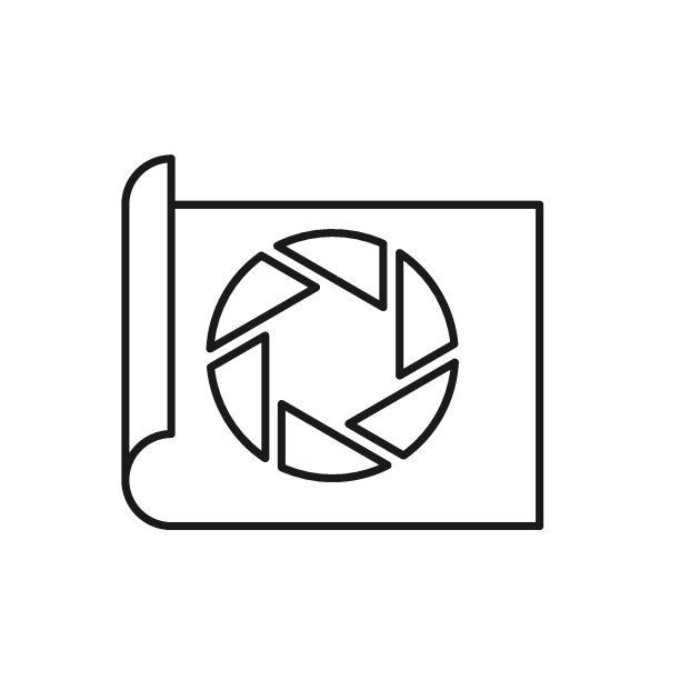 纸张上的镜头叶片轮廓矢量图，适用于网页、网站、商店、社交网络。可编辑笔画的线性图标图片下载
