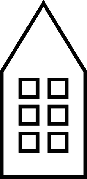 物业及按揭概念。矢量轮廓符号，细线。完美的广告，网站，网上商店和商店。矩形屋顶公寓楼的线条图标图片下载