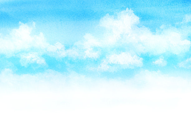 蓝色天空的水彩插图图片下载