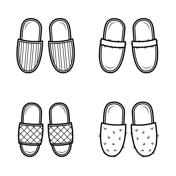 房子拖鞋的图标集。手绘草图风格。孤立的矢量插图涂鸦风格。图片下载