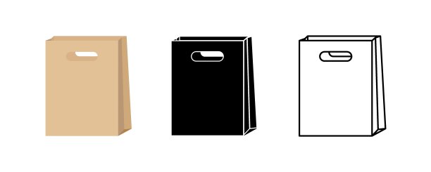 袋模型。纸袋图标。包带走模板。包的迹象。股票向量图片下载