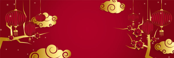 中国农历2022年虎年红金花和亚洲元素剪纸与工艺风格的背景。通用中文背景横幅。矢量图图片下载