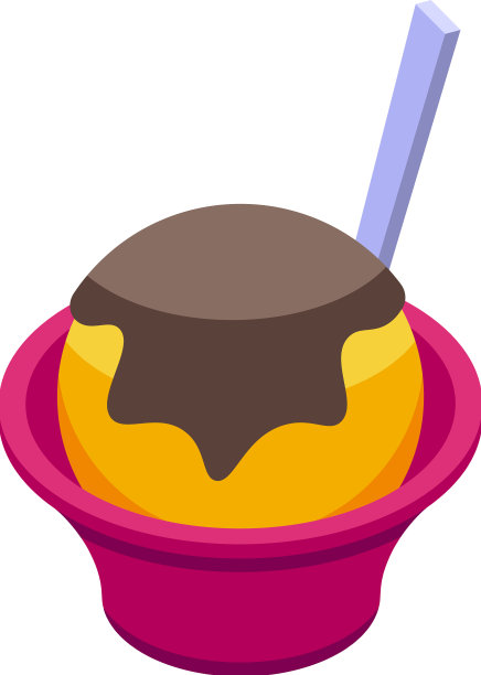 冰淇淋碗图标等距奶油勺图片下载