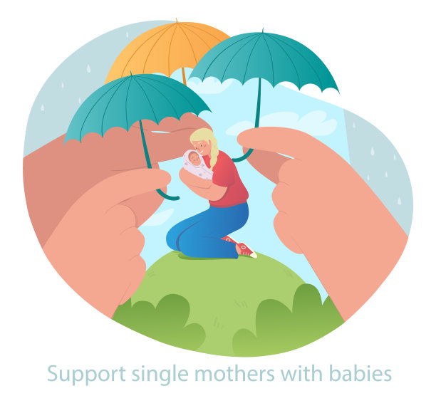 支持和保护年轻单身母亲与婴儿的概念图片下载