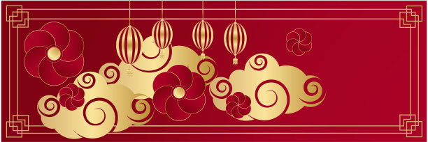 中国农历2022年虎年红金花和亚洲元素剪纸与工艺风格的背景。通用中文背景横幅。矢量图图片下载