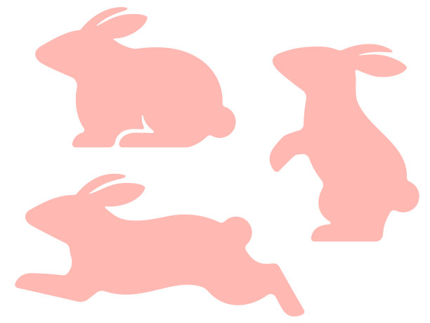 在各种姿势的粉红色兔子的插图集图片下载