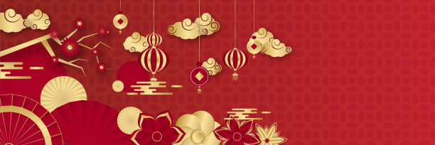 中国红金背景。中国农历新年2022年虎年红金花和亚洲元素剪纸与工艺风格的背景。图片下载