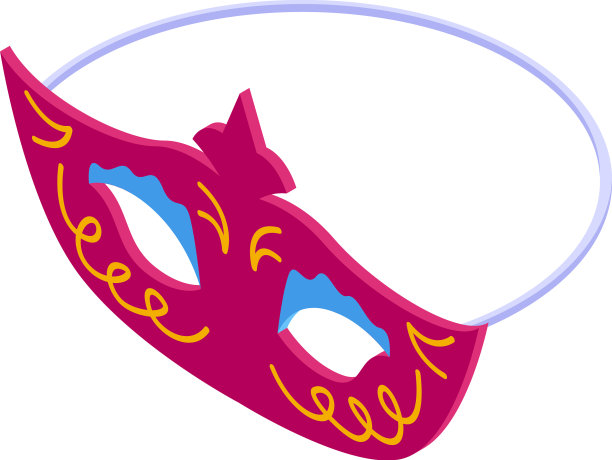 儿童派对面具图标等距快乐可爱图片下载