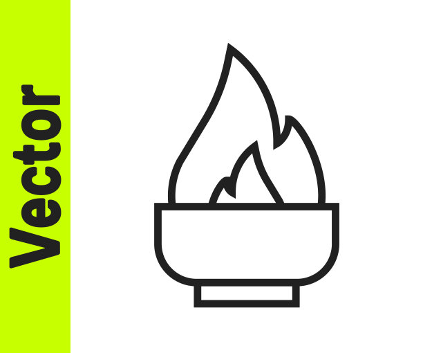 黑线酒精或酒精燃烧器图标孤立在白色背景上。化工设备。向量图片下载