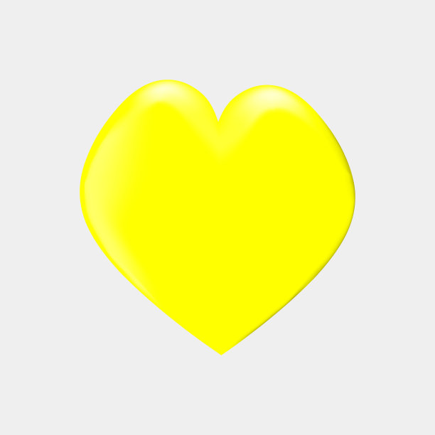 黄色的心在白色的背景。图片下载