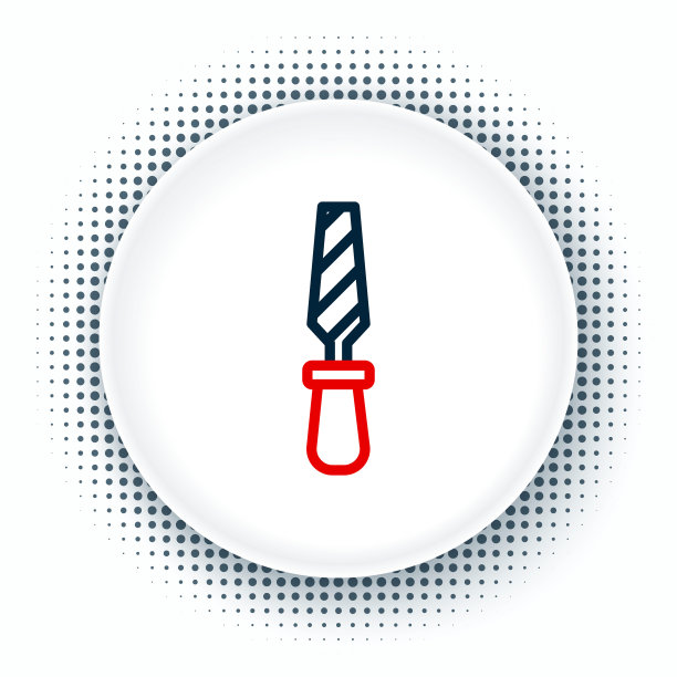 线条锉刀金属文件图标孤立在白色背景上。用于加工木头和金属的锉刀。工作台、车间用工具。色彩斑斓的轮廓的概念。向量图片下载