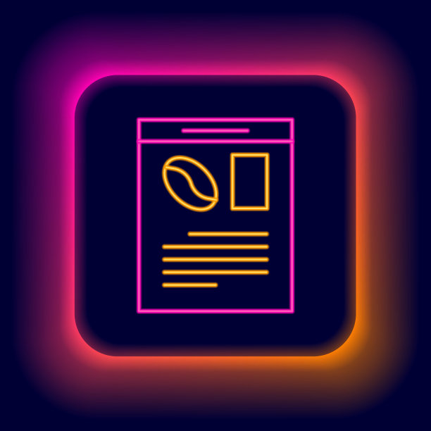 发光的霓虹灯线报纸和咖啡图标孤立在黑色背景上。大众媒体的象征。色彩斑斓的轮廓的概念。向量图片下载