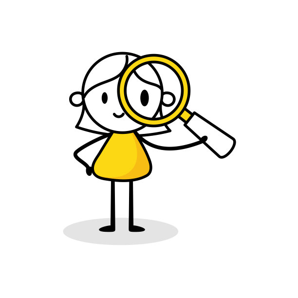 用放大镜观察的背景为白色的女商人手绘涂鸦线条艺术女性矢量库存插图图片下载
