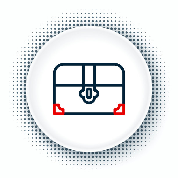 行古董宝箱图标孤立在白色背景上。带金币的老式木箱。色彩斑斓的轮廓的概念。向量图片下载