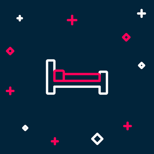 线床图标孤立在蓝色背景上。色彩斑斓的轮廓的概念。向量图片下载